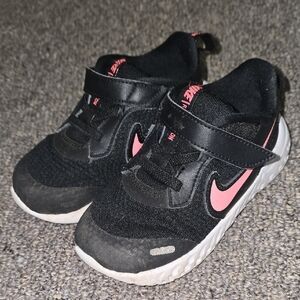 Nike Black and Pink Sneakers with Velcro Strap